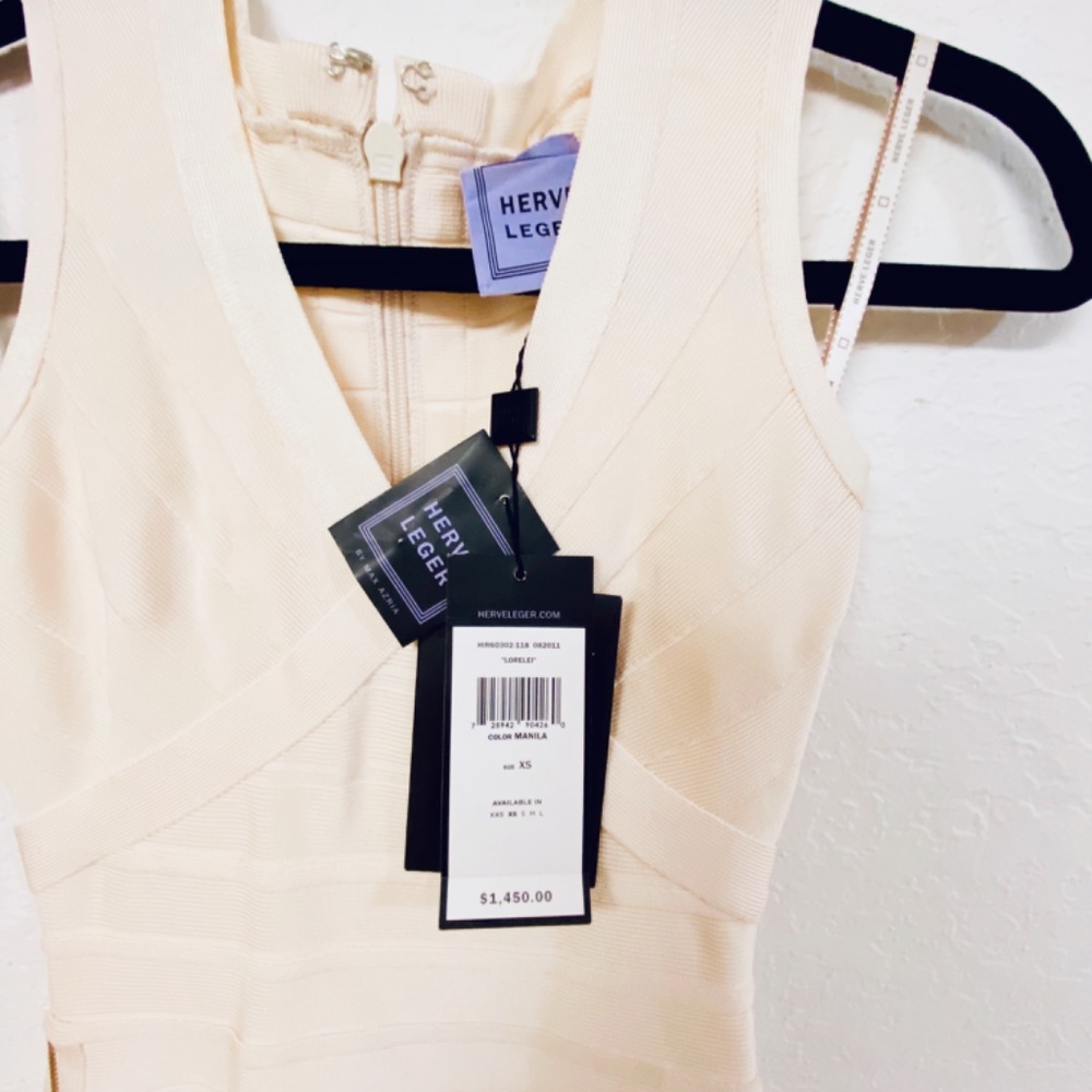 Herve Leger LORELEI Manila Off White Bandage Dress - Picture 5 of 8
